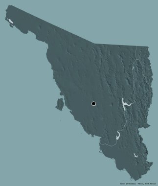 Sonora 'nın şekli, Meksika eyaleti, başkenti katı bir renk arkaplanı ile izole edilmiş. Renkli yükseklik haritası. 3B görüntüleme