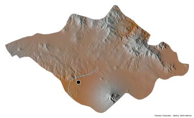 Tlaxcala, Meksika eyaleti, başkenti beyaz arka planda izole edilmiş. Topografik yardım haritası. 3B görüntüleme