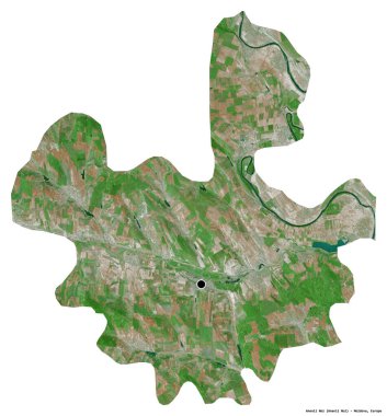 Moldova 'nın başkenti Anenii Noi' nin beyaz arka planda izole edilmiş hali. Uydu görüntüleri. 3B görüntüleme