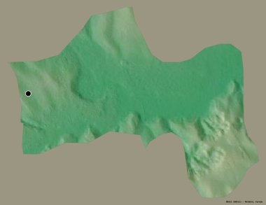 Moldova 'nın başkenti Balti' nin katı renk arkaplanı ile izole edilmiş hali. Topografik yardım haritası. 3B görüntüleme