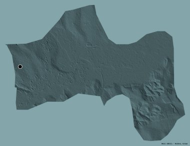 Moldova 'nın başkenti Balti' nin katı renk arkaplanı ile izole edilmiş hali. Renkli yükseklik haritası. 3B görüntüleme