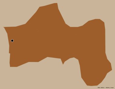 Moldova 'nın başkenti Balti' nin katı renk arkaplanı ile izole edilmiş hali. Desenli dokuların bileşimi. 3B görüntüleme