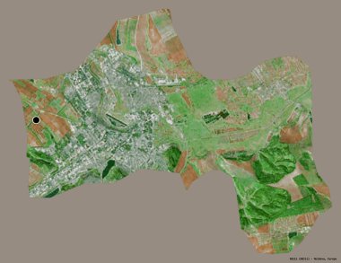 Moldova 'nın başkenti Balti' nin katı renk arkaplanı ile izole edilmiş hali. Uydu görüntüleri. 3B görüntüleme
