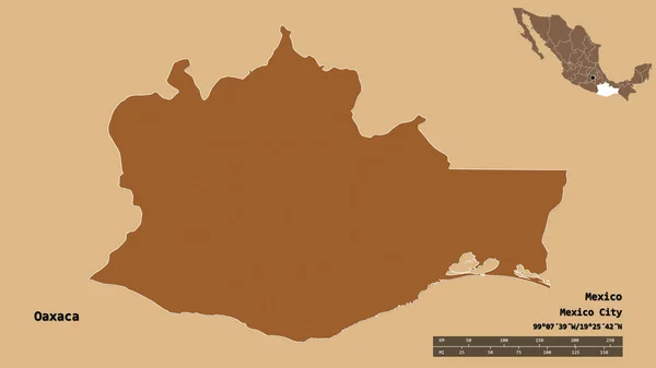 Forma Oaxaca Estado México Con Capital Aislada Sobre Fondo Sólido —  Fotos de Stock