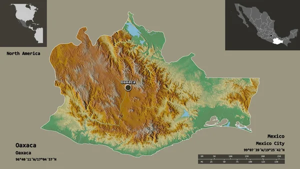 Forma Oaxaca Estado México Capital Escala Distancia Vistas Previas Etiquetas — Foto de Stock