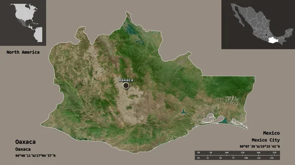 Forma Oaxaca Estado México Capital Escala Distancia Vistas Previas Etiquetas —  Fotos de Stock