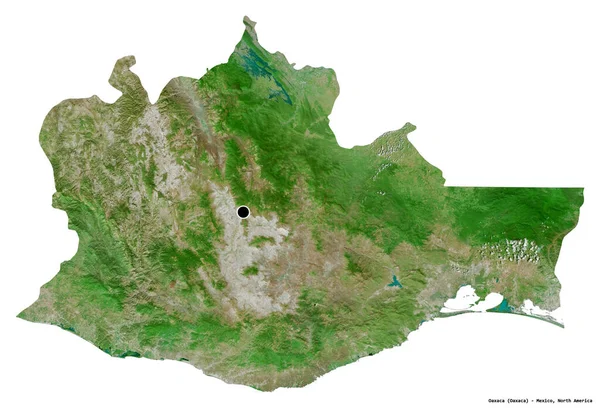 Форма Штата Оахака Штат Мексика Столицей Изолированной Белом Фоне Спутниковые — стоковое фото
