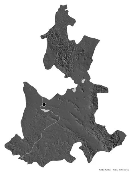 Forma Puebla Estado México Con Capital Aislada Sobre Fondo Blanco — Foto de Stock