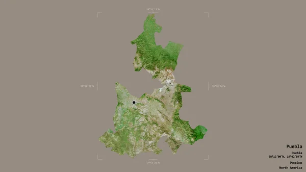 Området Puebla Delstaten Mexiko Isolerad Solid Bakgrund Georefererad Avgränsande Box — Stockfoto