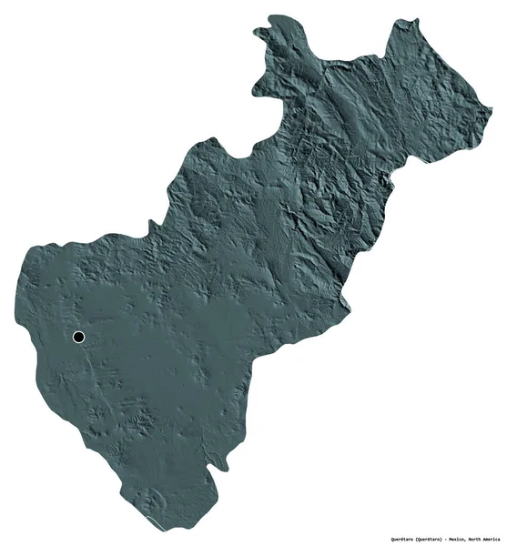 メキシコのケレタロの形で その首都は白い背景に隔離されています 色の標高マップ 3Dレンダリング — ストック写真