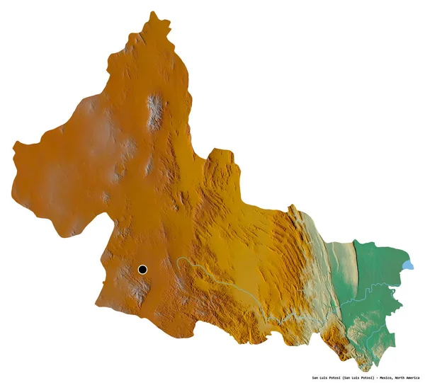 Forma San Luis Potosí Estado México Con Capital Aislada Sobre —  Fotos de Stock