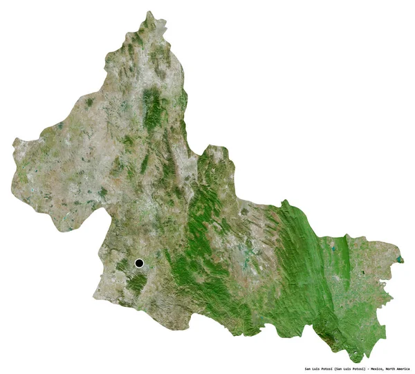 メキシコの州 ルイス ポトシの形で その首都は白い背景に孤立しています 衛星画像 3Dレンダリング — ストック写真