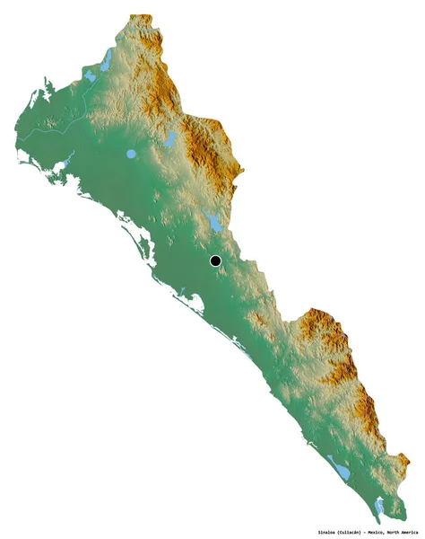 Forma Sinaloa Estado México Con Capital Aislada Sobre Fondo Blanco — Foto de Stock