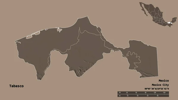Forma Tabasco Estado México Com Sua Capital Isolada Fundo Sólido — Fotografia de Stock