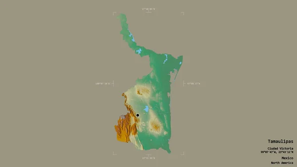 Área Tamaulipas Estado México Aislada Sobre Fondo Sólido Una Caja — Foto de Stock