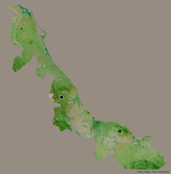 墨西哥州韦拉克鲁斯州的形状 其首都以纯色背景隔离 卫星图像 3D渲染 — 图库照片