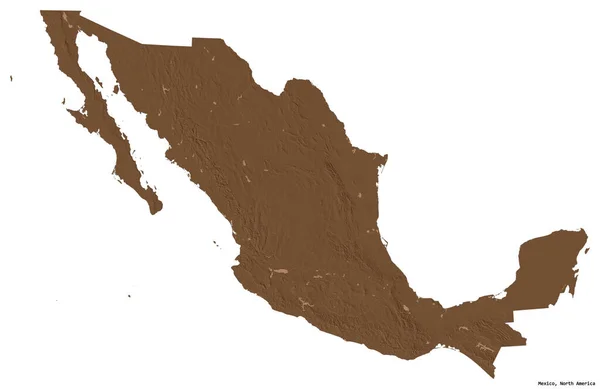 Bentuk Meksiko Dengan Ibukotanya Terisolasi Dengan Latar Belakang Putih Peta — Stok Foto