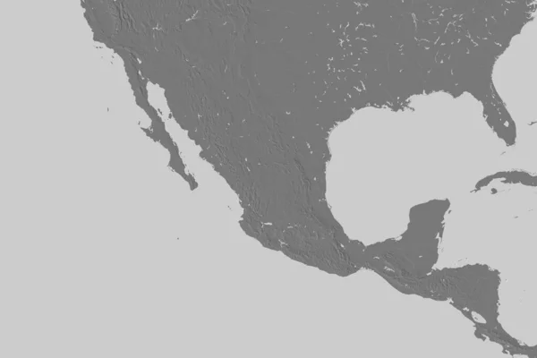 Área Extendida México Mapa Elevación Bilevel Renderizado — Foto de Stock