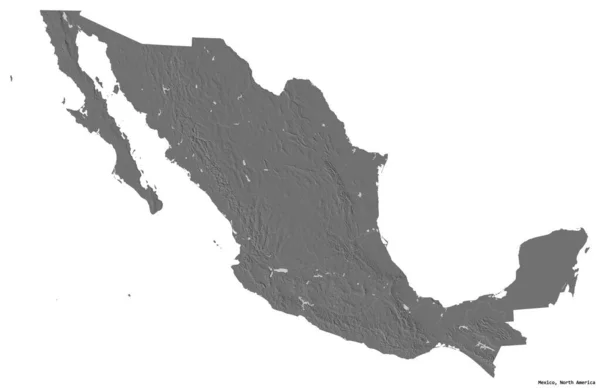 Kształt Meksyku Stolicą Odizolowaną Białym Tle Dwupoziomowa Mapa Wysokości Renderowanie — Zdjęcie stockowe
