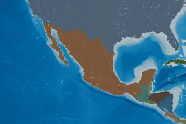 Εκτεταμένη Περιοχή Του Μεξικού Έγχρωμο Υψομετρικό Χάρτη Απόδοση — Φωτογραφία Αρχείου