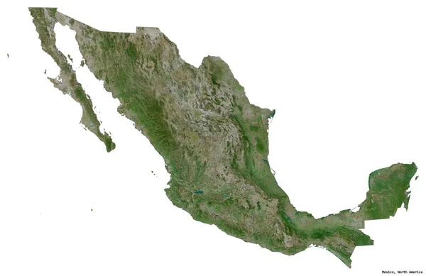 Форма Мексики Столицей Изолированной Белом Фоне Спутниковые Снимки Рендеринг — стоковое фото