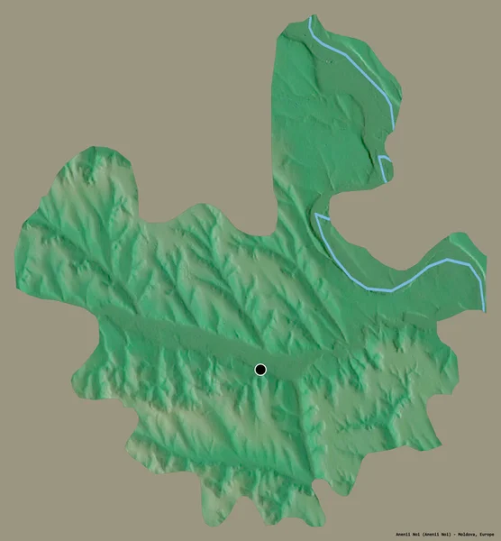 モルドバの地方であるAnenii Noiの形で その首都はしっかりした色の背景に隔離されています 地形図 3Dレンダリング — ストック写真