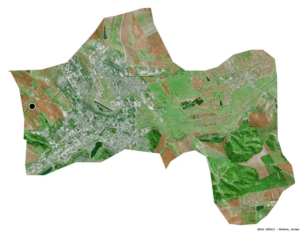 Shape Balti City Moldova Its Capital Isolated White Background Satellite — Stock Photo, Image