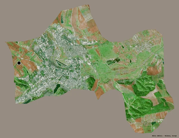 Moldova 'nın başkenti Balti' nin katı renk arkaplanı ile izole edilmiş hali. Uydu görüntüleri. 3B görüntüleme