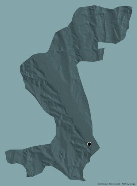 Moldova 'nın Basarabeasca ilçesi, başkenti katı bir renk arkaplanı ile izole edilmiştir. Renkli yükseklik haritası. 3B görüntüleme