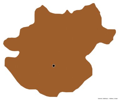 Moldova 'nın Calarasi ilçesi, başkenti beyaz arka planda izole edilmiş. Desenli dokuların bileşimi. 3B görüntüleme
