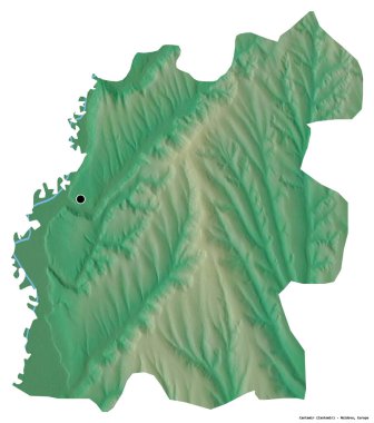 Moldova 'nın Cantemir ilçesi, başkenti beyaz arka planda izole edilmiş. Topografik yardım haritası. 3B görüntüleme