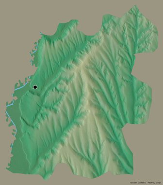 Moldova 'nın Cantemir ilçesi, başkenti katı renk arka planına izole edilmiş. Topografik yardım haritası. 3B görüntüleme