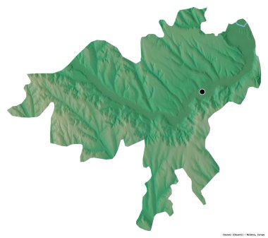 Moldova 'nın Causeni ilçesi, başkenti beyaz arka planda izole edilmiş. Topografik yardım haritası. 3B görüntüleme