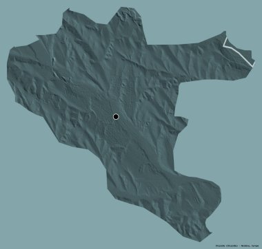Moldova 'nın başkenti Chisinau' nun katı renk arkaplanı ile izole edilmiş hali. Renkli yükseklik haritası. 3B görüntüleme