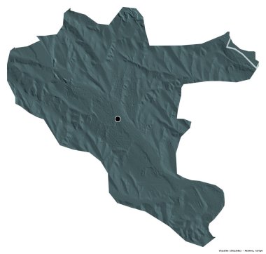 Başkenti beyaz arka planda izole edilmiş olan Moldova şehri Chisinau 'nun şekli. Renkli yükseklik haritası. 3B görüntüleme