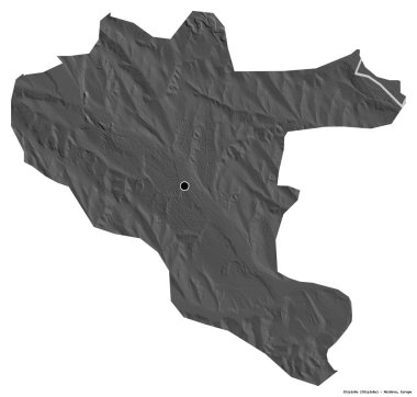 Başkenti beyaz arka planda izole edilmiş olan Moldova şehri Chisinau 'nun şekli. Çift seviyeli yükseklik haritası. 3B görüntüleme