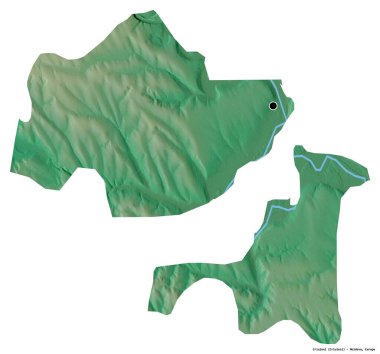 Moldova 'nın Criuleni ilçesi, başkenti beyaz arka planda izole edilmiş. Topografik yardım haritası. 3B görüntüleme