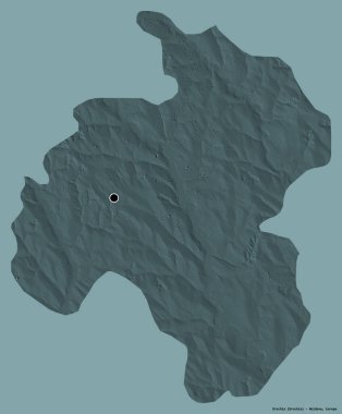 Moldova 'nın Drochia ilçesi, başkenti katı renk arkaplanı ile izole edilmiştir. Renkli yükseklik haritası. 3B görüntüleme