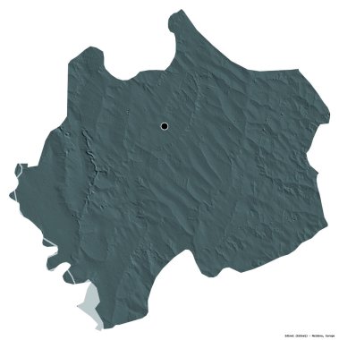 Moldova 'nın başkenti Edinet' in beyaz arka planda izole edilmiş hali. Renkli yükseklik haritası. 3B görüntüleme