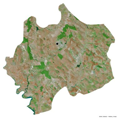 Moldova 'nın başkenti Edinet' in beyaz arka planda izole edilmiş hali. Uydu görüntüleri. 3B görüntüleme