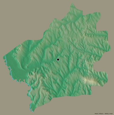 Moldova 'nın Falesti ilçesi, başkenti katı renk arka planına izole edilmiş. Topografik yardım haritası. 3B görüntüleme