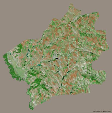 Moldova 'nın Falesti ilçesi, başkenti katı renk arka planına izole edilmiş. Uydu görüntüleri. 3B görüntüleme