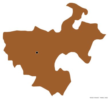 Moldova 'nın Floresti ilçesi, başkenti beyaz arka planda izole edilmiş. Desenli dokuların bileşimi. 3B görüntüleme