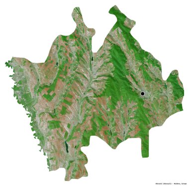 Moldova 'nın Hincesti ilçesi, başkenti beyaz arka planda izole edilmiş. Uydu görüntüleri. 3B görüntüleme