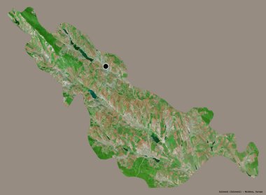 Moldova 'nın Ialoveni ilçesi, başkenti katı renk arkaplanı ile izole edilmiştir. Uydu görüntüleri. 3B görüntüleme
