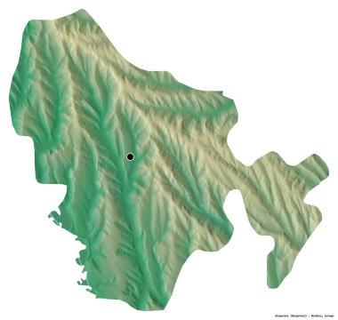 Moldova 'nın Nisporeni ilçesi, başkenti beyaz arka planda izole edilmiş. Topografik yardım haritası. 3B görüntüleme