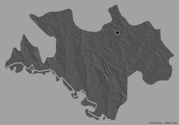 摩尔多瓦Briceni地区的形状 其首都以纯色背景隔离 Bilevel高程图 3D渲染 — 图库照片