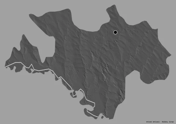 Form Von Briceni Bezirk Von Moldawien Mit Seiner Hauptstadt Isoliert — Stockfoto