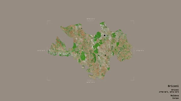 摩尔多瓦地区Briceni的一个地区 在一个地理参照框的坚实背景下被隔离 卫星图像 3D渲染 — 图库照片