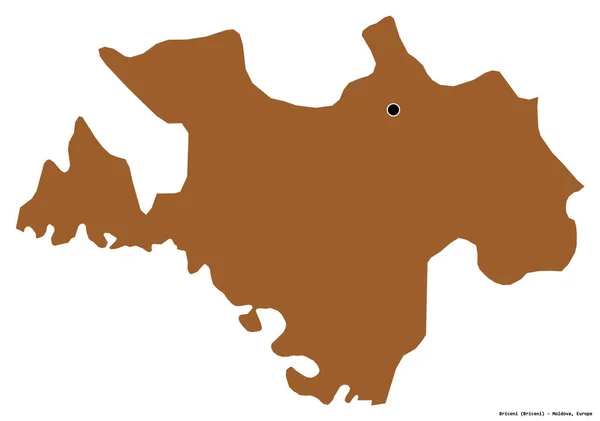 Form Briceni Distriktet Moldavien Med Dess Huvudstad Isolerad Vit Bakgrund — Stockfoto